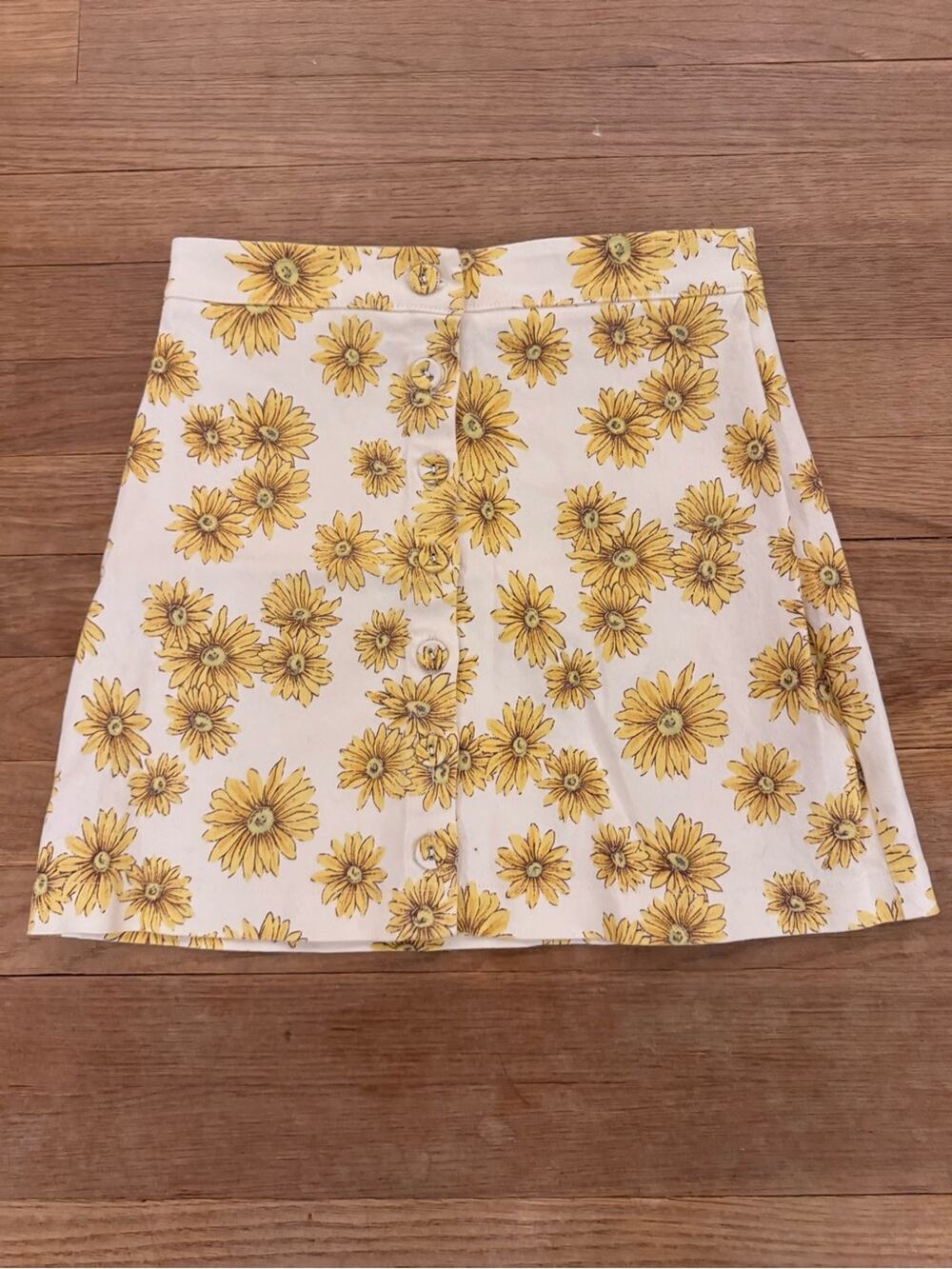 Forever 21 Women's Off-White Yellow Floral A-Line Mini Skirt - Size S
 b15